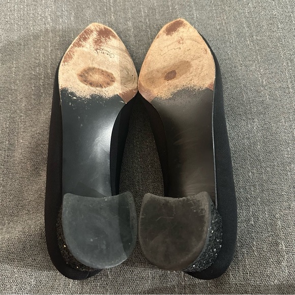 Stuart Weitzman black pumps sparkle heels low SZ 9 prom dance classic neutral - Picture 6 of 8